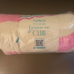 Funboy Poolside Leisure Club Pink and White Beach Towel 68x30